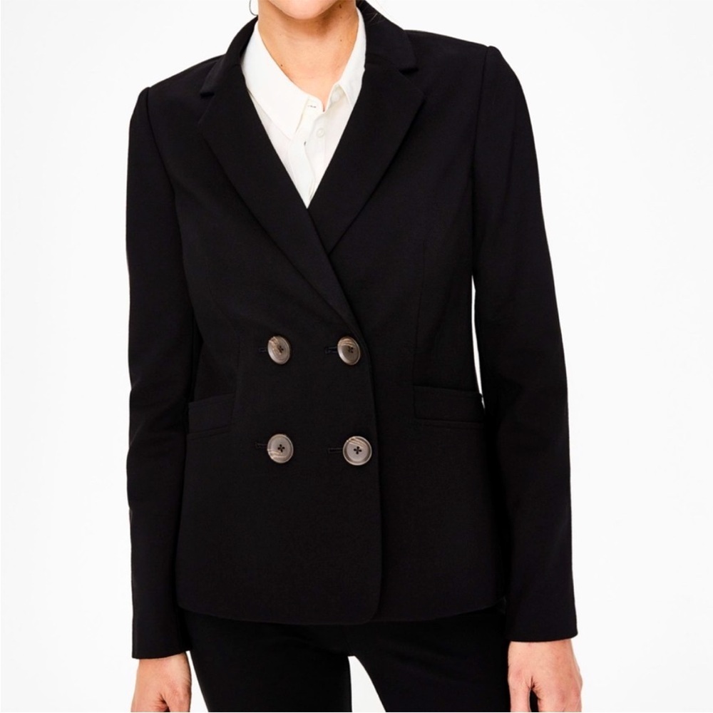 Boden Gabrielle Ponte Double Breasted Blazer Sz 6 Black NWT